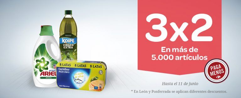 Llega de nuevo el 3×2 a Carrefour